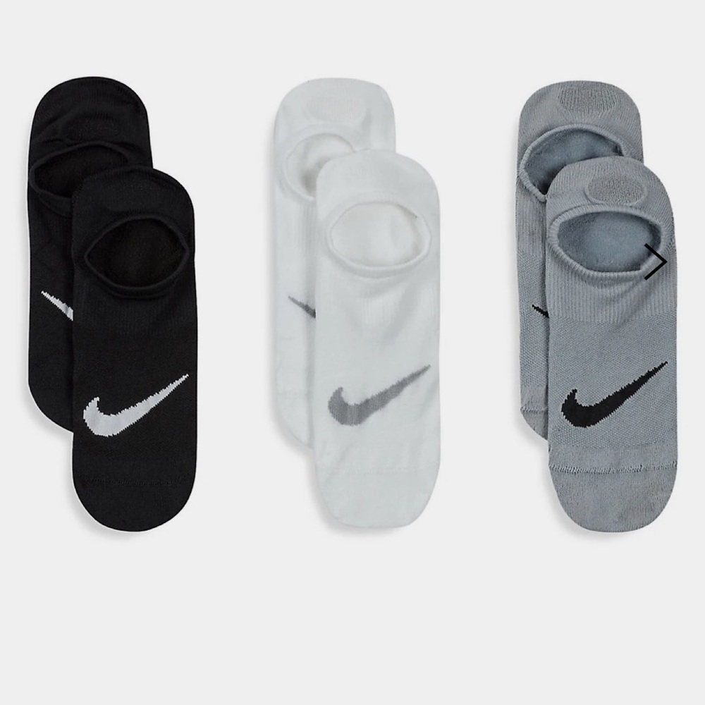 Nike Everyday Plus Women's 3-Pair No-Show Socks, Black/White/Grey, Medium